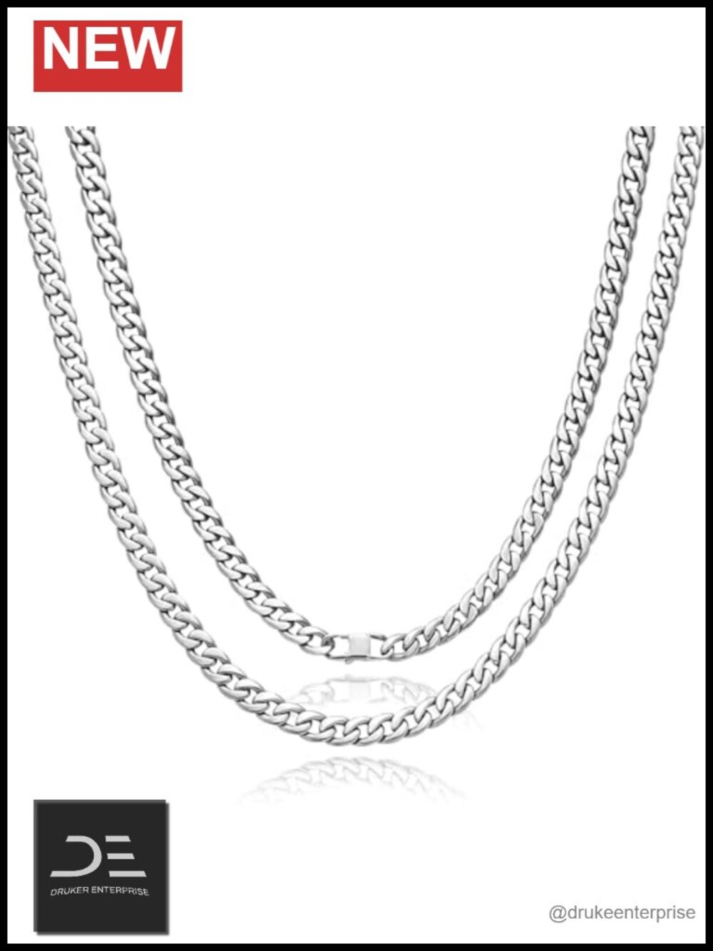Solid Pure Titanium Cuban Link Chain Necklace 7.2mm Men Women Skin Friendly Hip